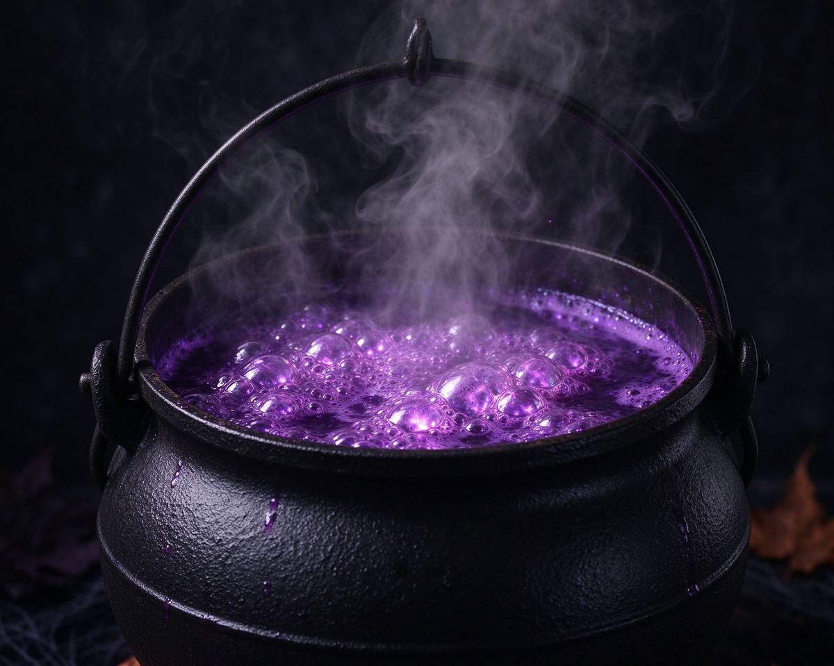 Bubbling purple witch brew drink