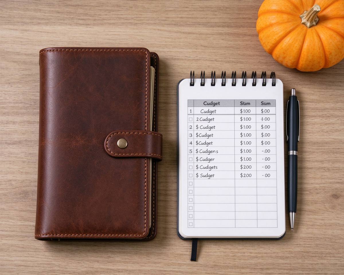 Wallet next to a pumpkin, budget planning