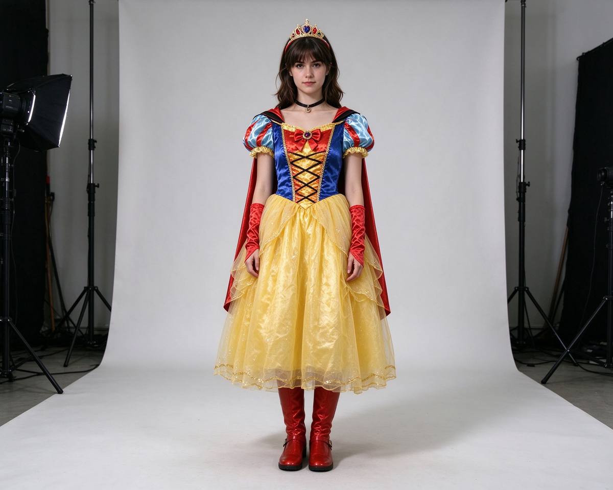 Person trying on a Halloween costume