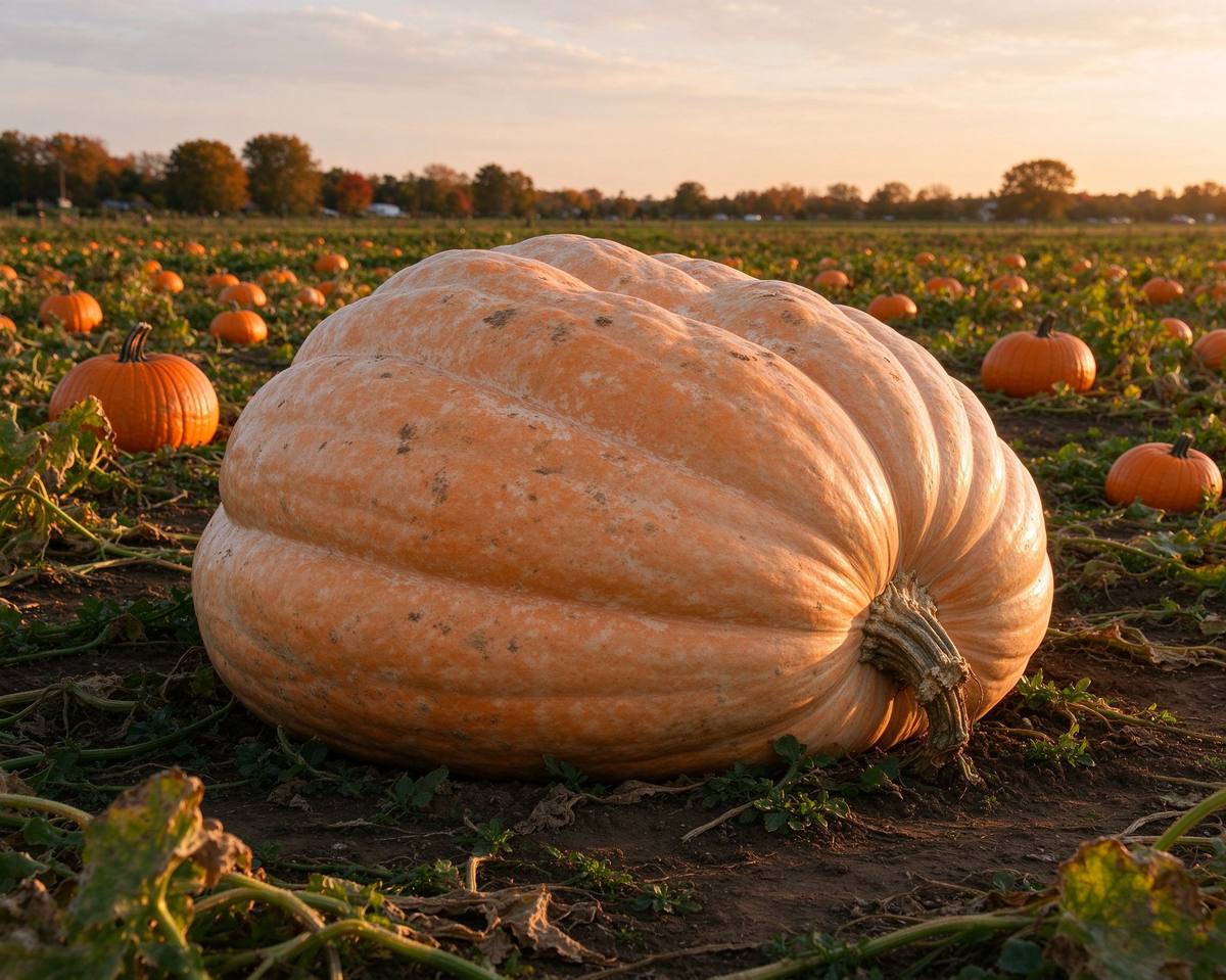 Large pumpkins at a farm
